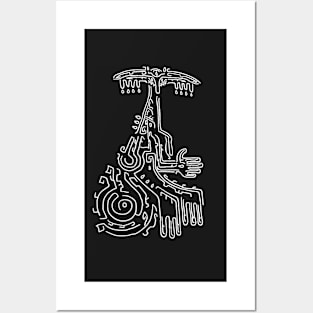 Full White on Black Rauru Geoglyph (Totk) Posters and Art